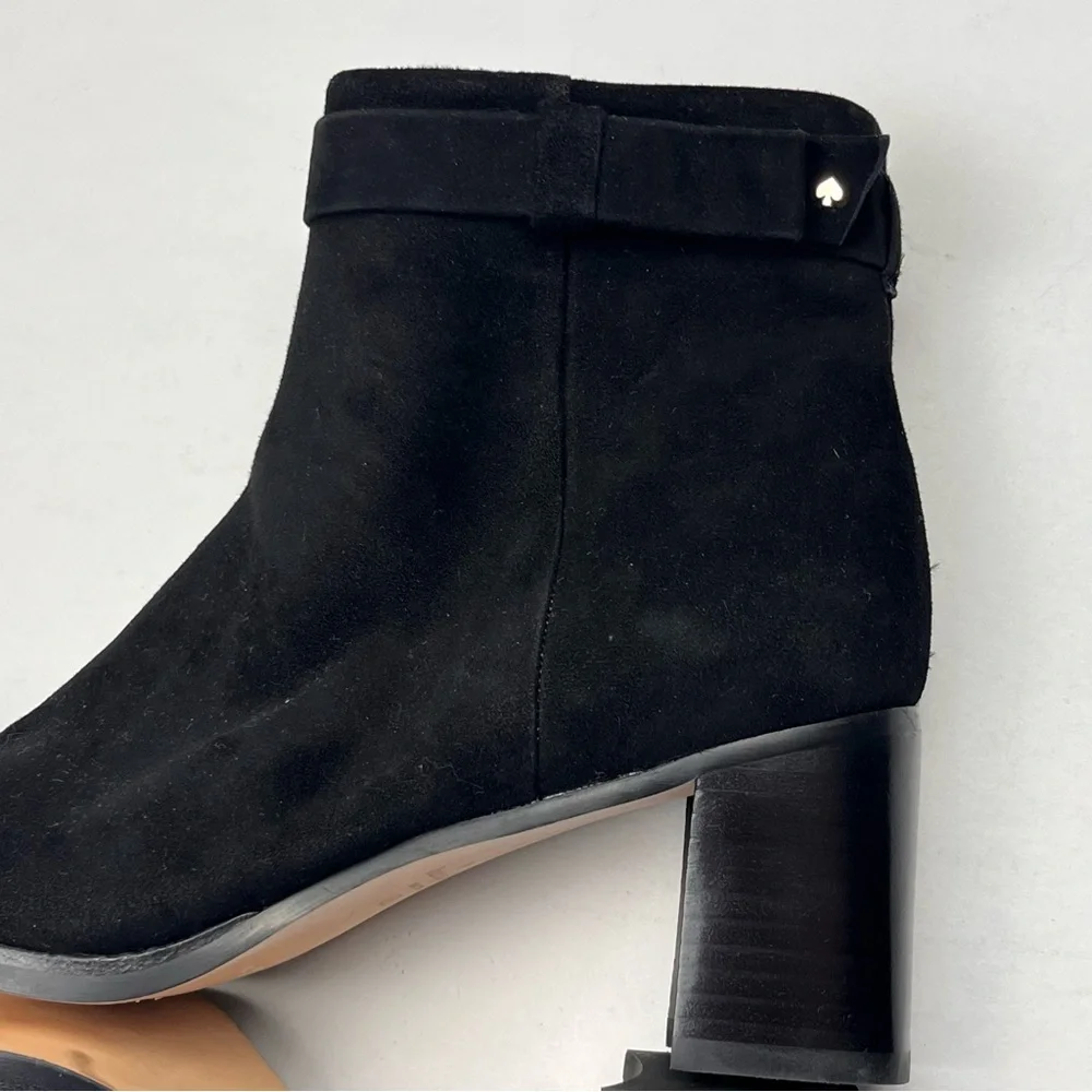Kate‎ Spade Madelaine Womens Size 6B 6 Black Leather Suede Heeled Bootie Strap